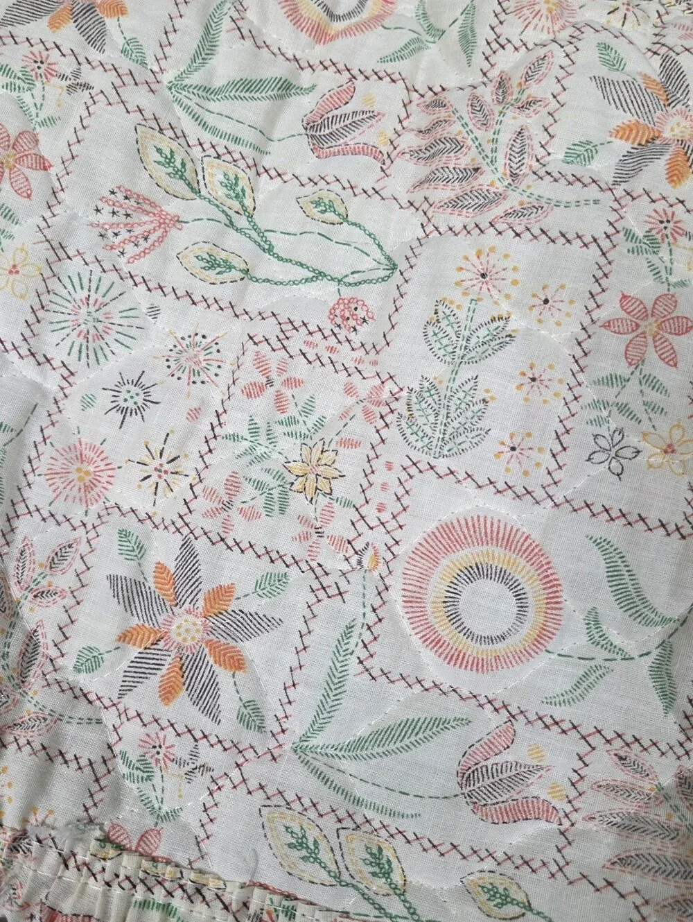 Vintage two oval quilted fabric placemats or mats patchwork 18x13 Table Floral